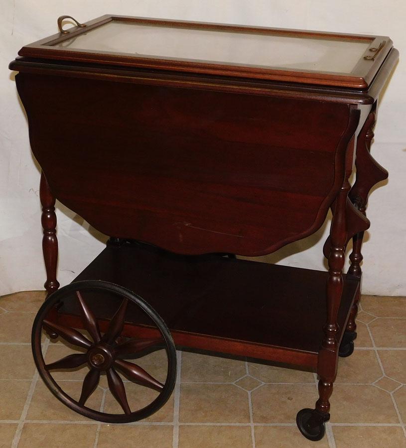 Mahogany Glass Top Tea Cart: Mahogany Glass Top Tea Cart. 25 1/2" W 18" D 29 12" H