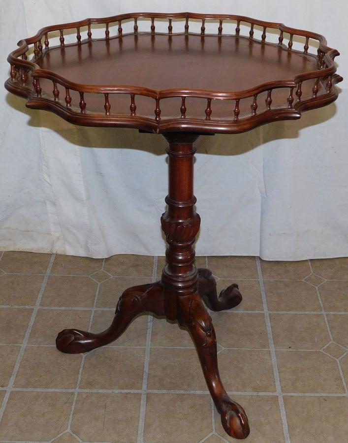 Mahogany Gallery Top Tea Table with Bird Cage (1 of 4)