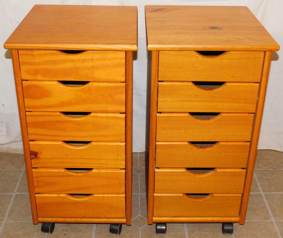 Pair of 6 Drawer Pine Night Stands (1 of 3)