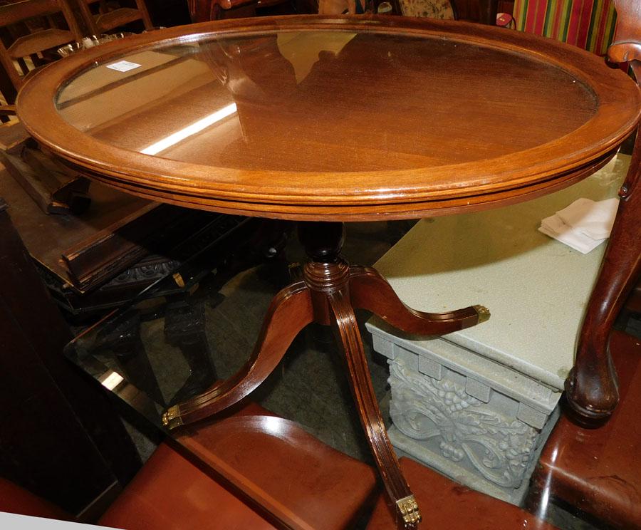 Mahogany & Glass Top Tea Table (1 of 3)