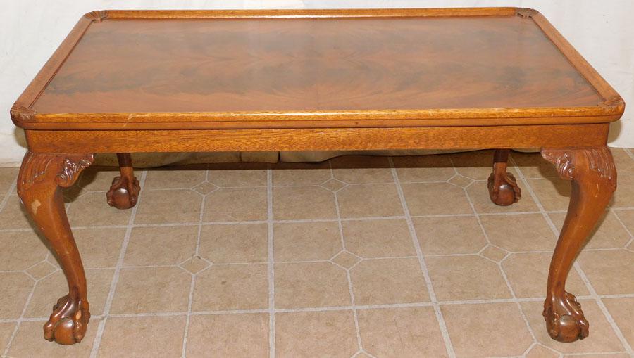 Mahogany Carved Ball & Claw Coffee Table: Mahogany Carved Ball & Claw Coffee Table . 36" W 20" D 17 1/2" H