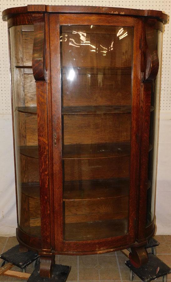 Antique Oak Bowfront China Cabinet (1 of 4)