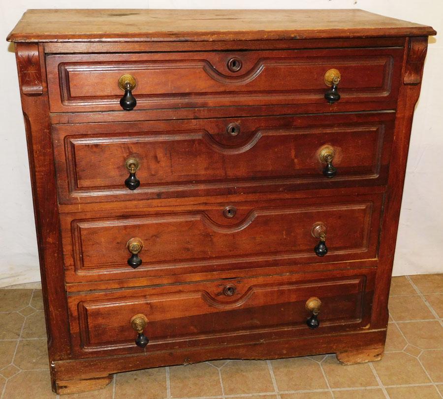 Antique Walnut 4 Drawer Victorian Chest (1 of 3)