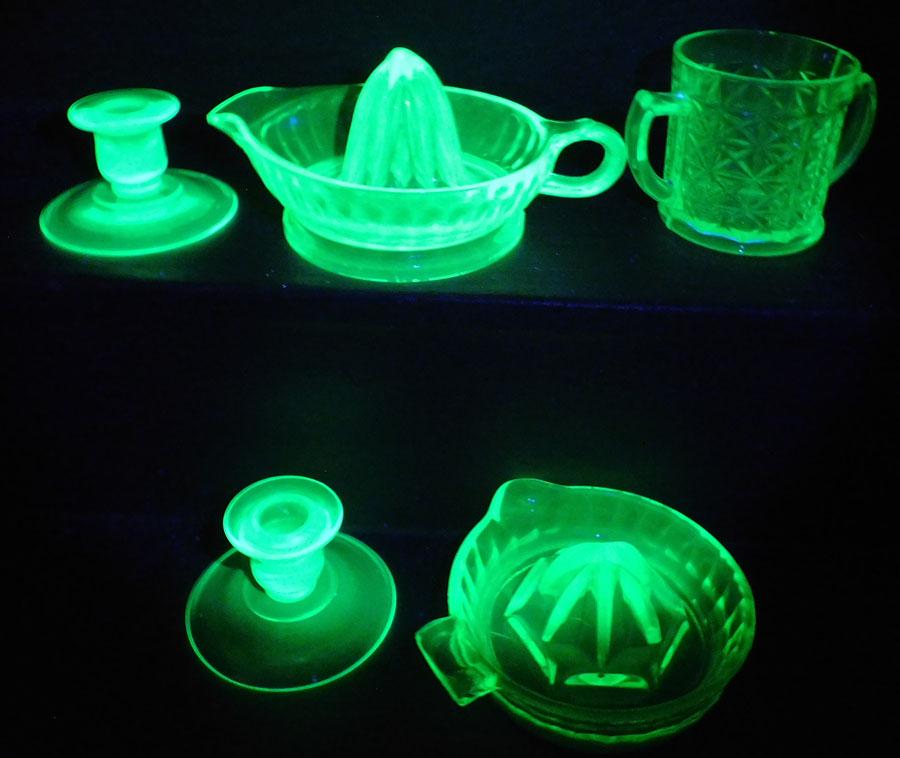 Lot Of Vaseline Uranium Glass Items (1 of 2)