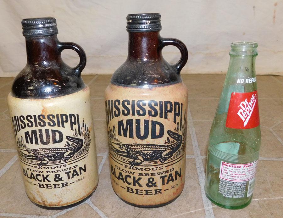 Two Vintage Beer Bottles & 1 Soda Bottle: Two Vintage Beer Bottles & 1 Soda Bottle. 9" H