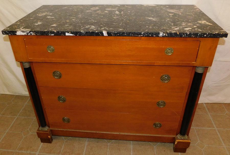 Cherry Marble Top French Empire Style 4 Drawer Chest (1 of 7)