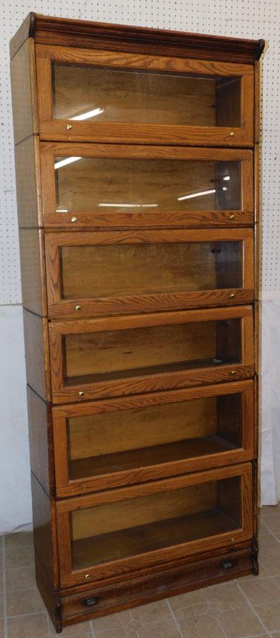 Oak 6 Section Barrister Bookcase Has Drawer In Base (1 of 3)