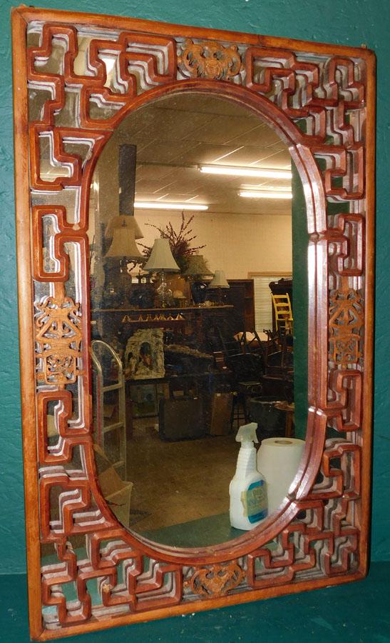 Wood Carved Oriental Framed Mirror (1 of 5)