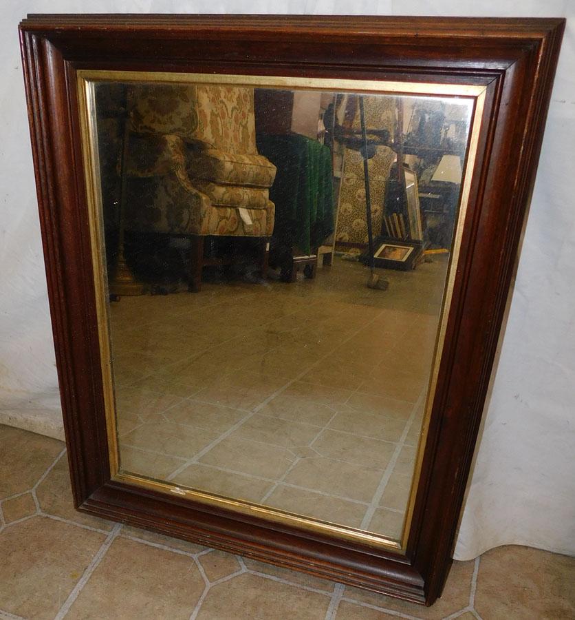Antique Walnut Framed Shadow Box Mirror (1 of 2)