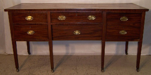 18th century mahogany sideboard w/ cellaret drawer: Period 18th century mahogany Hepplewhite sideboard with cellaret drawer. 72" long x 27 " deep x 35" tall.