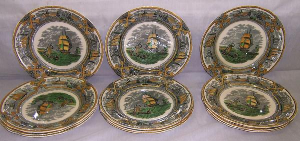 Set 12 American Marine plates by Mason Ironstone: Set of 12 American Marine plates by Mason Ironstone.