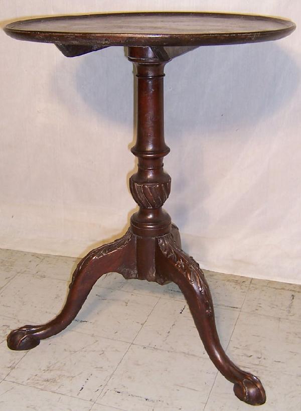 Pie crust tilt top mahogany carved pedestal table: Pie crust tilt top mahogany carved pedestal table with original finish. Found in Philadelphia.