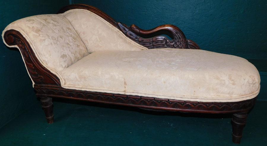 Mahogany Swan Carved Child's Chaise Lounge (1 of 6)