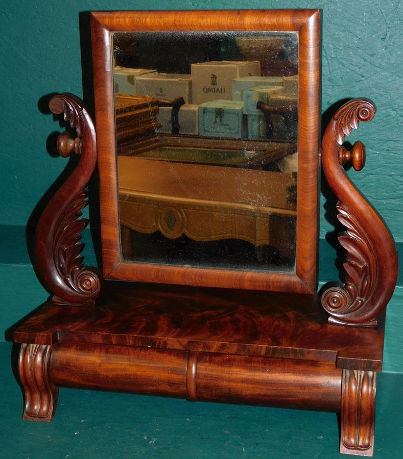 Period American Empire Mahogany Shaving Mirror (1 of 7)