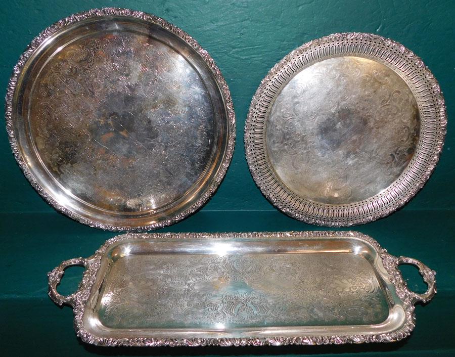 3 Barker Ellis Silver Plated Serving Trays (1 of 6)