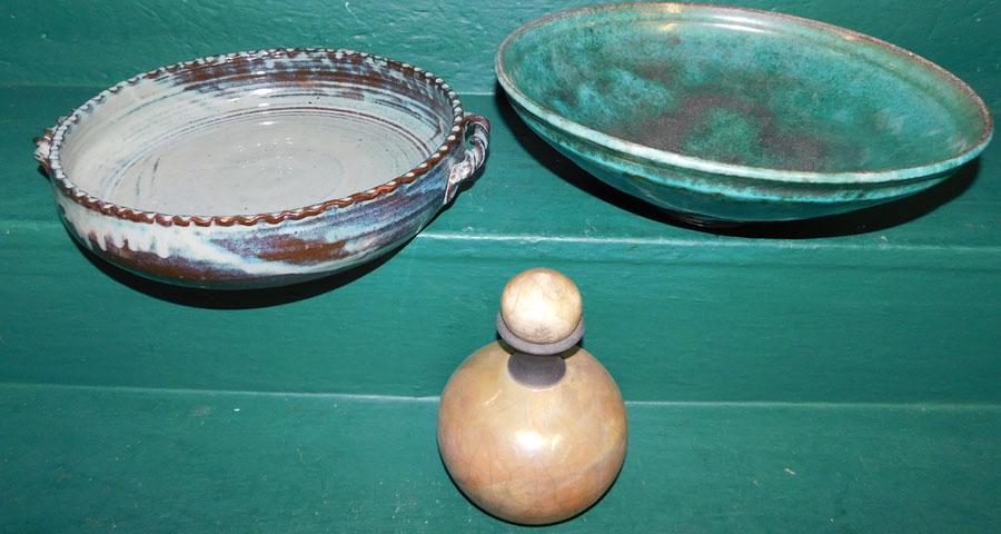 3 Pieces of Art Pottery Signed, (2 By Owens) (1 of 6)