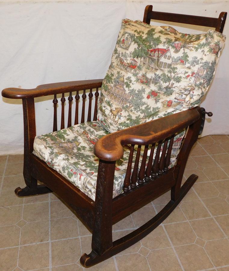 Antique Quartersawn Oak Rocking Morris Chair (1 of 5)