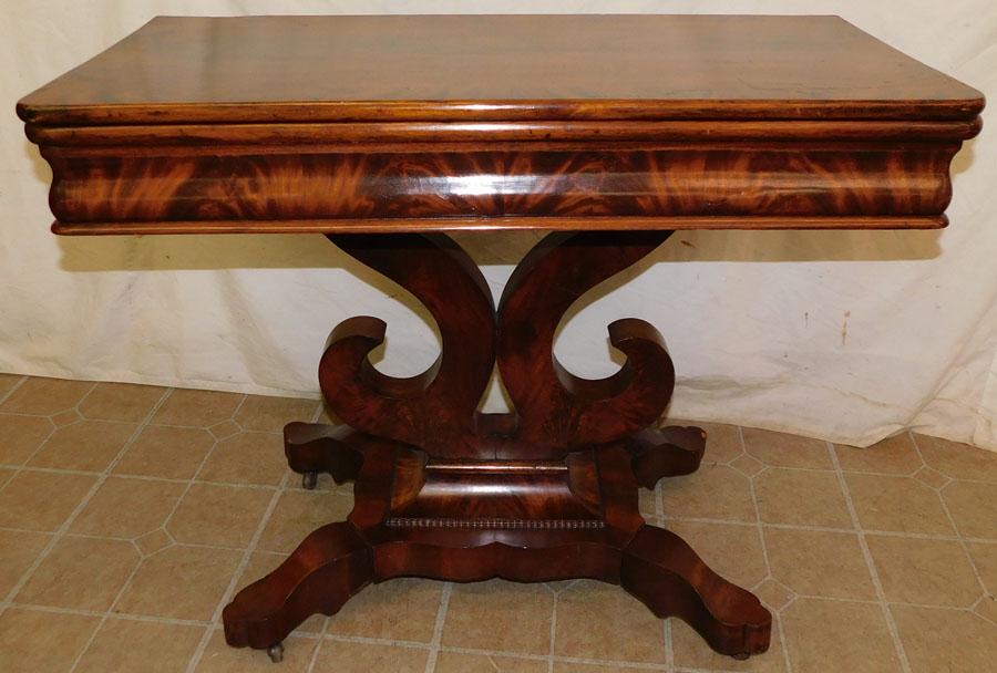 Antique Mahogany Empire Fold Over Top Game Table (1 of 4)