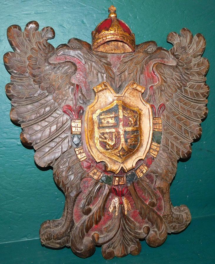 Carved Wood Coat of Arms Eagle Wall Hanging (1 of 4)