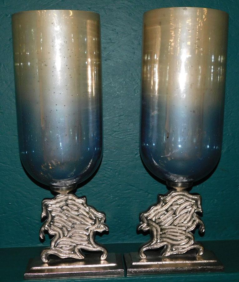 Pair of Modern Mercury Glass & Aluminum Candle Holders (1 of 6)