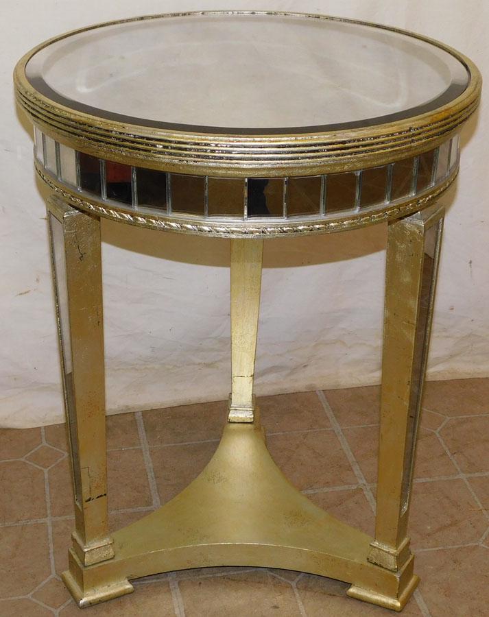 MCM Mirrored & Silver Painted Drum Table (1 of 3)