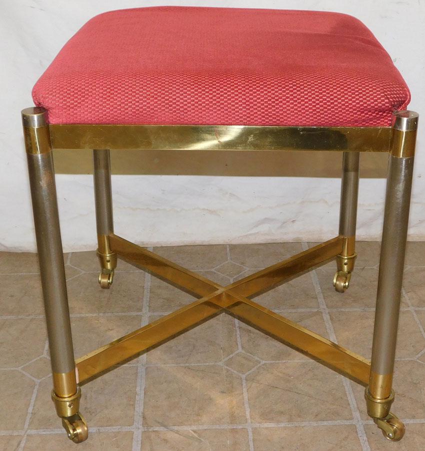 MCM Brass & Steel Rolling Vanity Bench (1 of 4)
