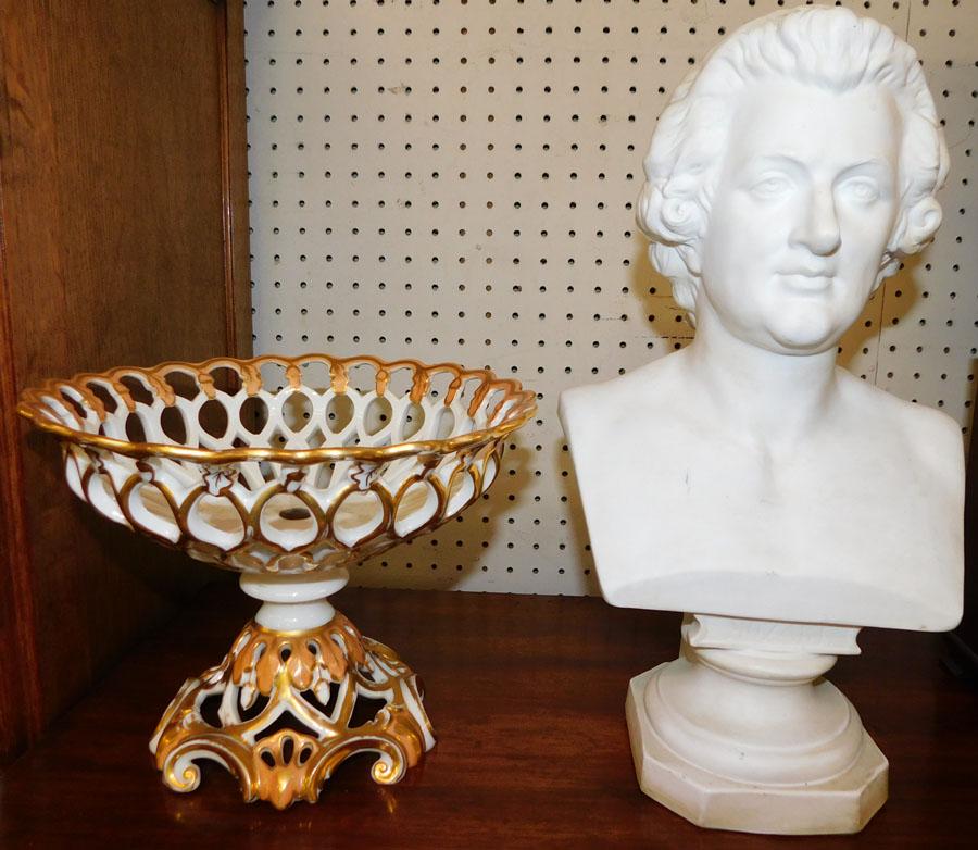 Parian Style Bust of Mozart & Retic Old Paris Compote (1 of 2)