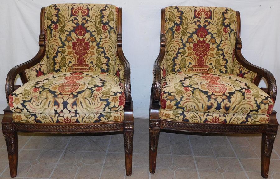 Pair of Carved Mahogany Regency Style Arm Chairs (1 of 6)