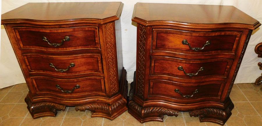 Pair of Inlaid Mahogany 3 Drawer Night Stands (1 of 7)
