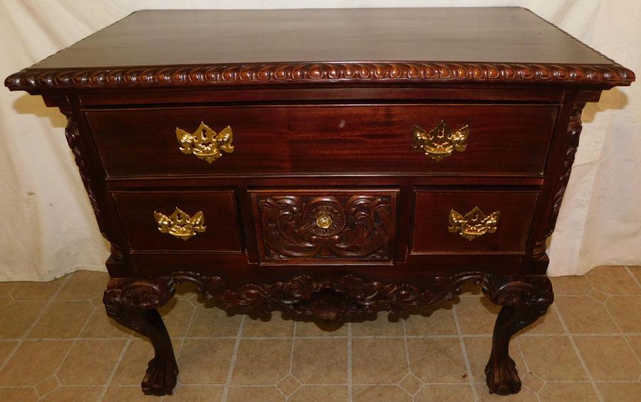 Ornate Carved Mahogany Chippendale Style Lowboy (1 of 5)