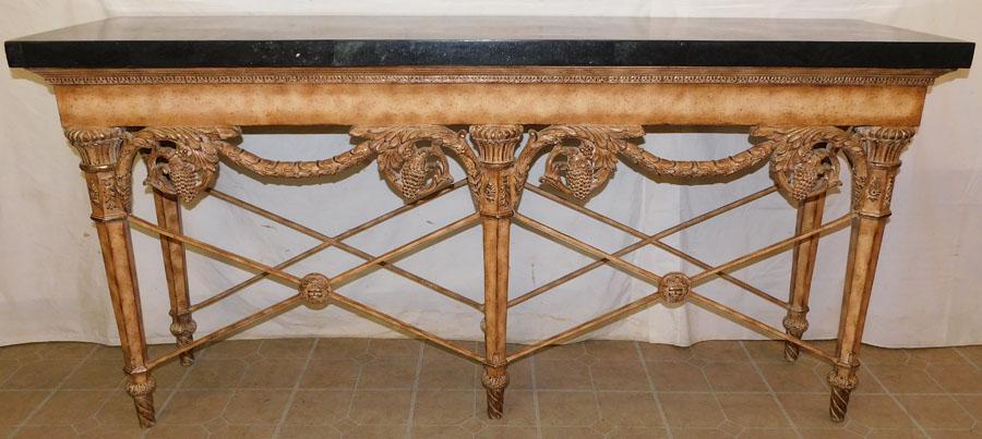 Metal Paint Decorated Marble Top Console Table (1 of 6)