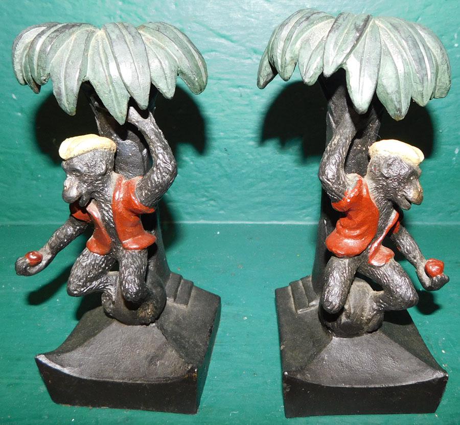 Painted Metal Monkey Bookends (1 of 4)