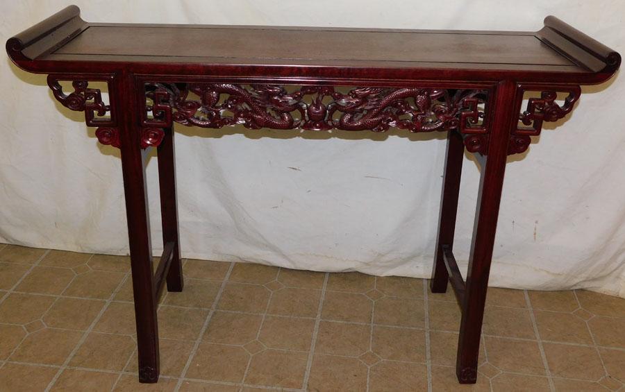 Carved Rosewood Orienta Pagoda Top Console Table (1 of 4)
