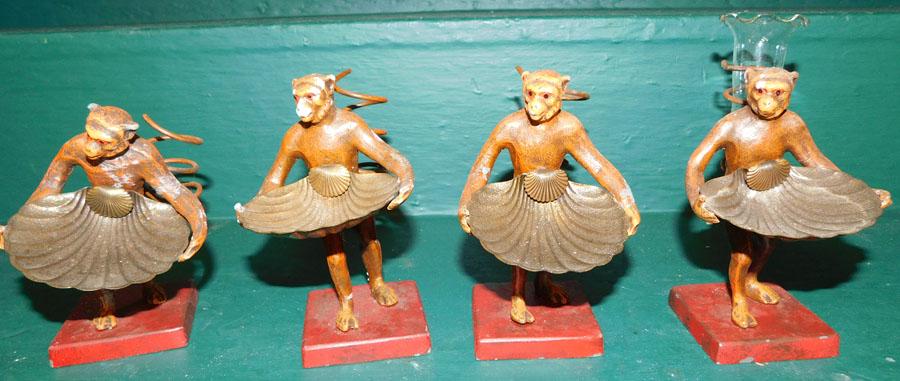 Set of 4 Painted Metal Monkey Card Holders (1 of 3)