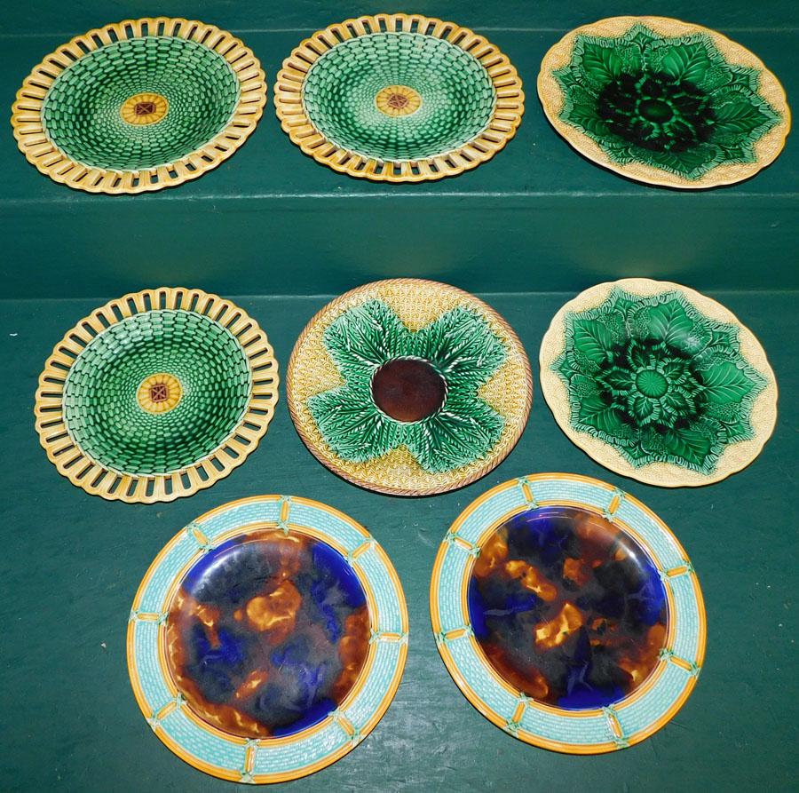 8 19th C Wedgwood Majolica Plates (1 of 9)