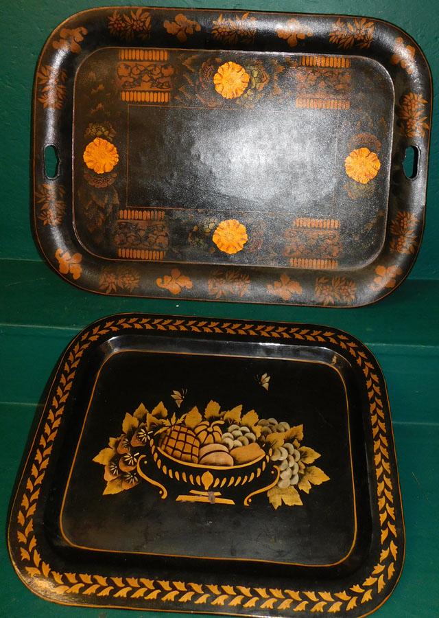 2 Paint Decorated Tole Trays (1 of 4)