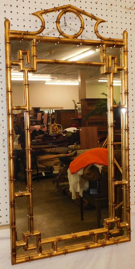 Gilt Metal Faux Bamboo Framed Mirror (1 of 5)