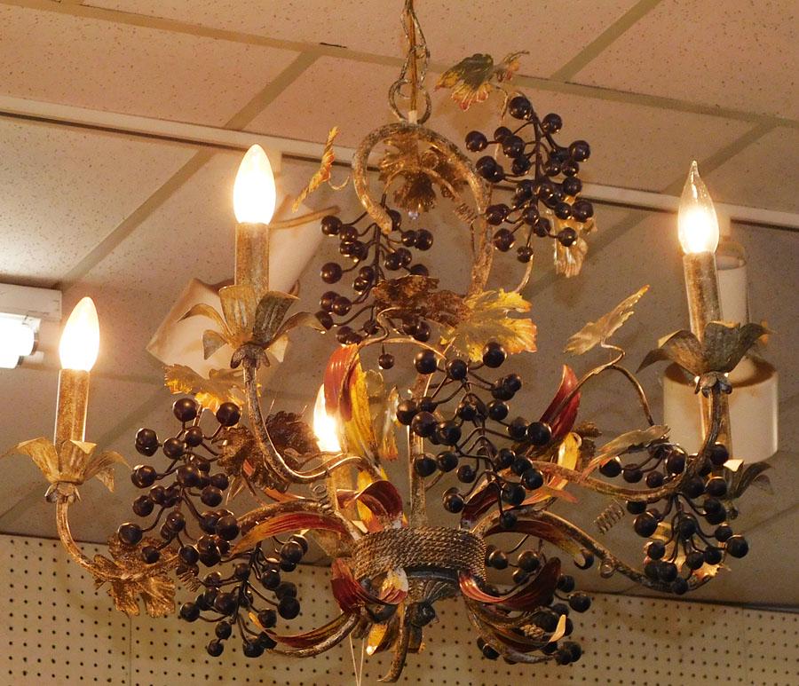 Painted Metal Grapevine 5 Light Chandelier (1 of 3)