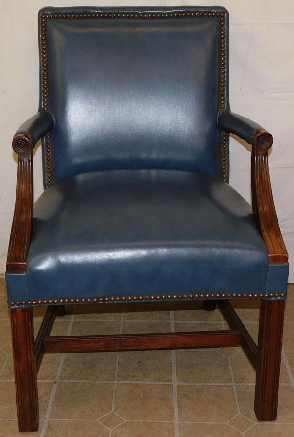 Mahogany & Leather Upholstered Library Chair by (1 of 2)