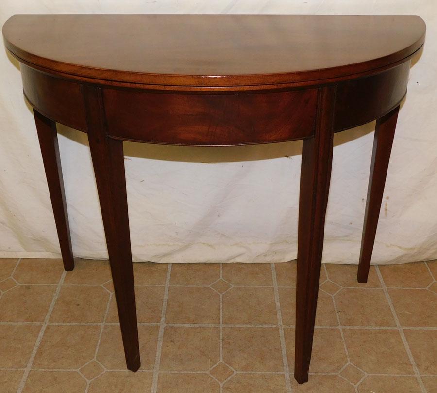 19th C Demilune Mahogany Fold Over Top Game Table (1 of 5)