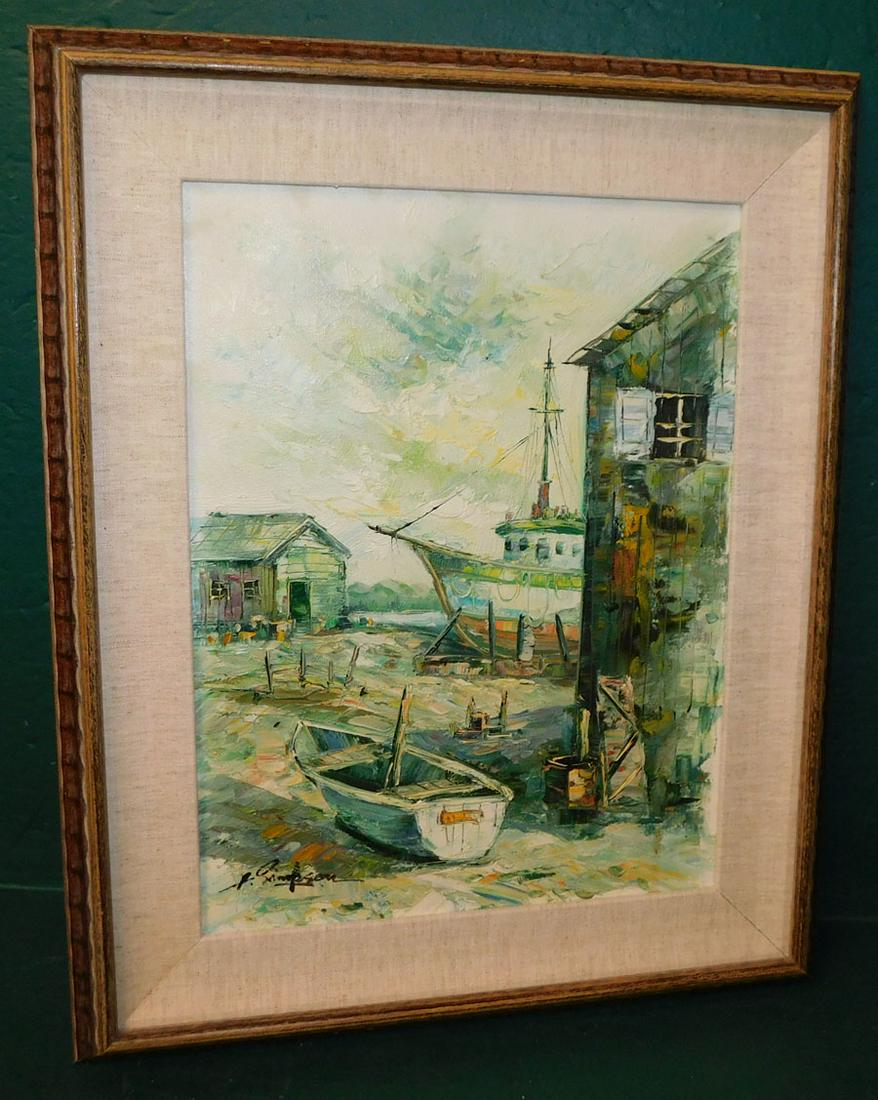 OOC Boat Dock Scene Signed (1 of 4)