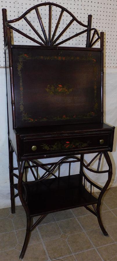 Paint Oriental Decorated Bamboo Ladies Fall Front Desk (1 of 10)