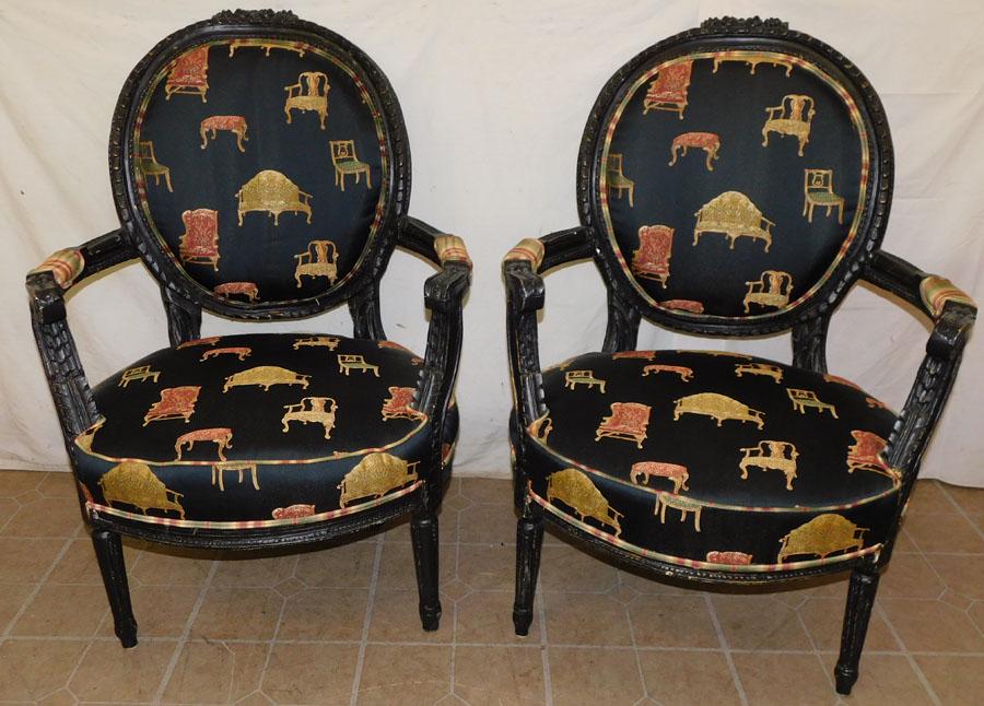 Pair of Ornate Louis XV Style French Fauteuils: Pair of Ornate Louis XV Style French Fauteuils . 38 3/4" H