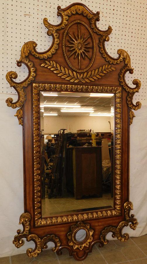 Ornate Carved Gilt Mahogany Bevel Edge Mirror (1 of 6)