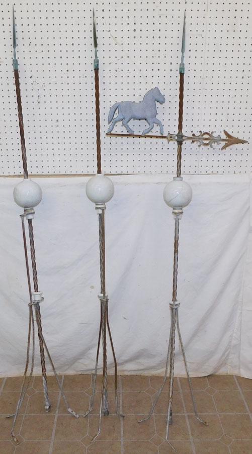 3 Antique Lightning Rods, (1 with Zinc Horse (1 of 7)