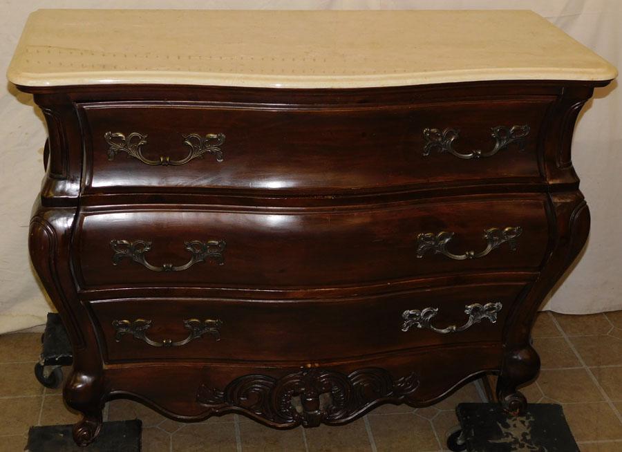 French Marble Top Bombay 3 Drawer Commode (1 of 8)