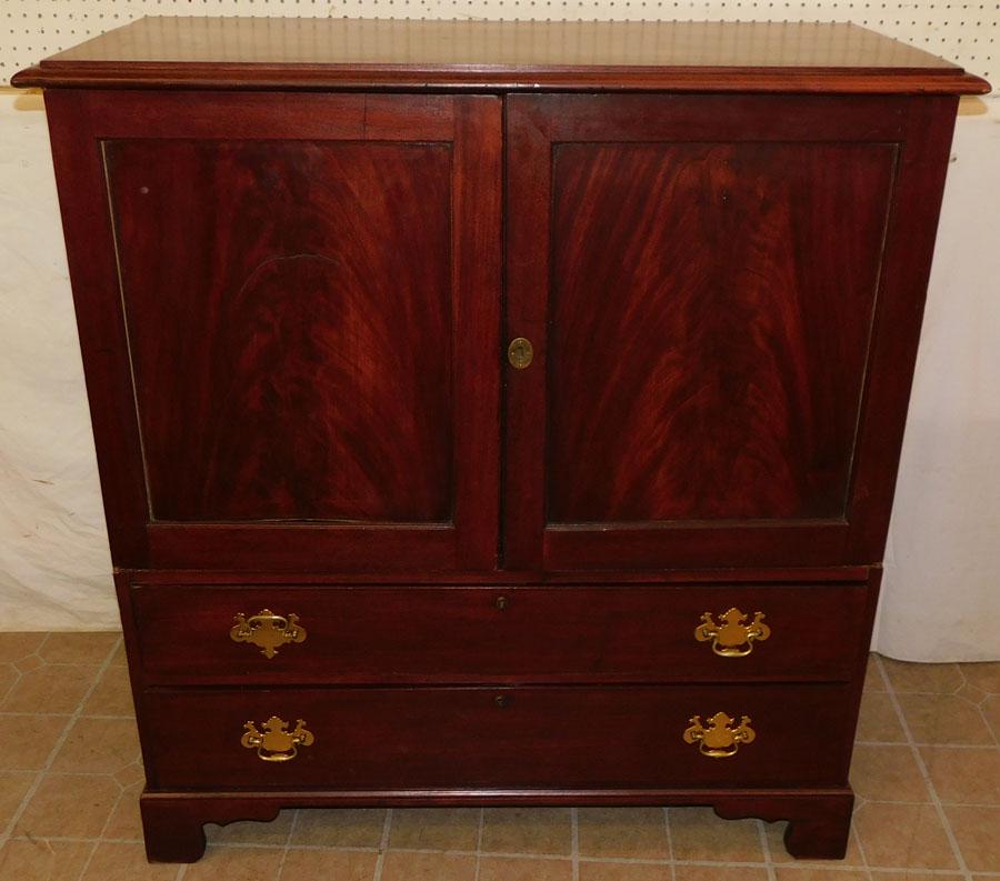 19th C Mahogany Linen Press: 19th C Mahogany Linen Press. 44 1/4" W 20" D 47 3/4" H