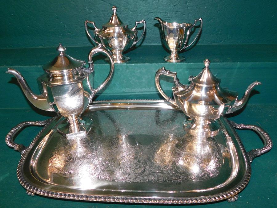 5 Piece Silverplate Tea Service (1 of 8)