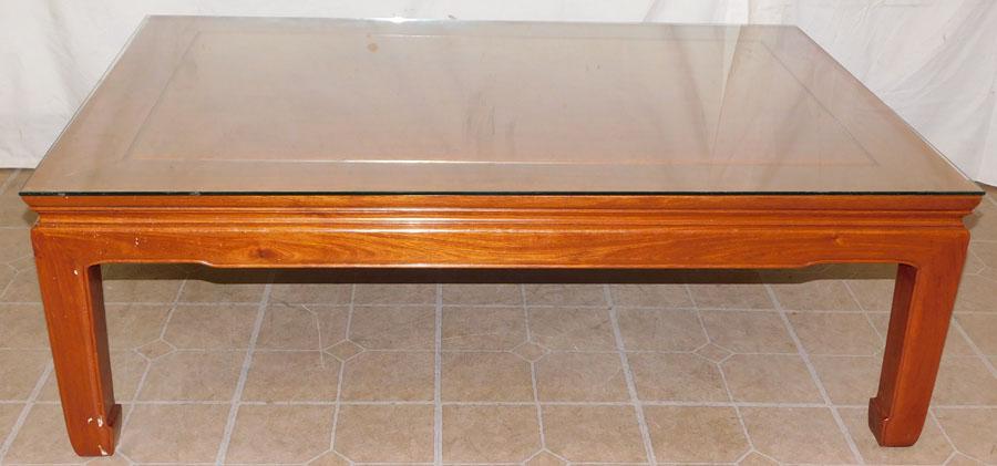 Chinese Rosewood Coffee Table with Glass Top (1 of 3)