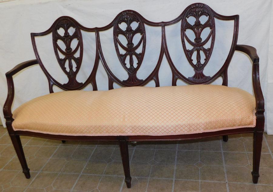 Carved Mahogany Shield Back Settee (1 of 5)